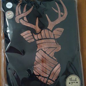 'HAND-PAINTED MAJESTIC METALLIC BUCK' Adult Black 2X T-Shirt